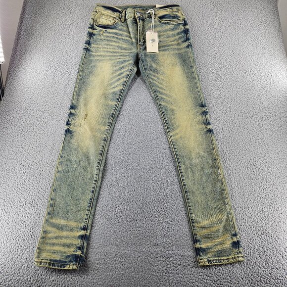 mnml Jeans Mens 31 Blue Skinny Fit Distressed X146 Stretch Denim - Picture 1 of 16